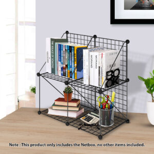 Buy SOGA 2X Black Portable 4-Cube 2 Column Storage Organiser Foldable DIY Modular Grid Space Saving Shelf Online - Furniture - 2 - AU Depot Free Shipping