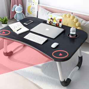 Buy SOGA 2X Black Portable Bed Table Adjustable Foldable Bed Sofa Study Table Laptop Mini Desk with Notebook Stand Cup Slot Home Decor Online - Desks and Computer Tables - 2 - AU Depot Free Shipping