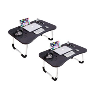Buy SOGA 2X Black Portable Bed Table Adjustable Foldable Bed Sofa Study Table Laptop Mini Desk with Notebook Stand Cup Slot Home Decor Online - Desks and Computer Tables - 1 - AU Depot Free Shipping
