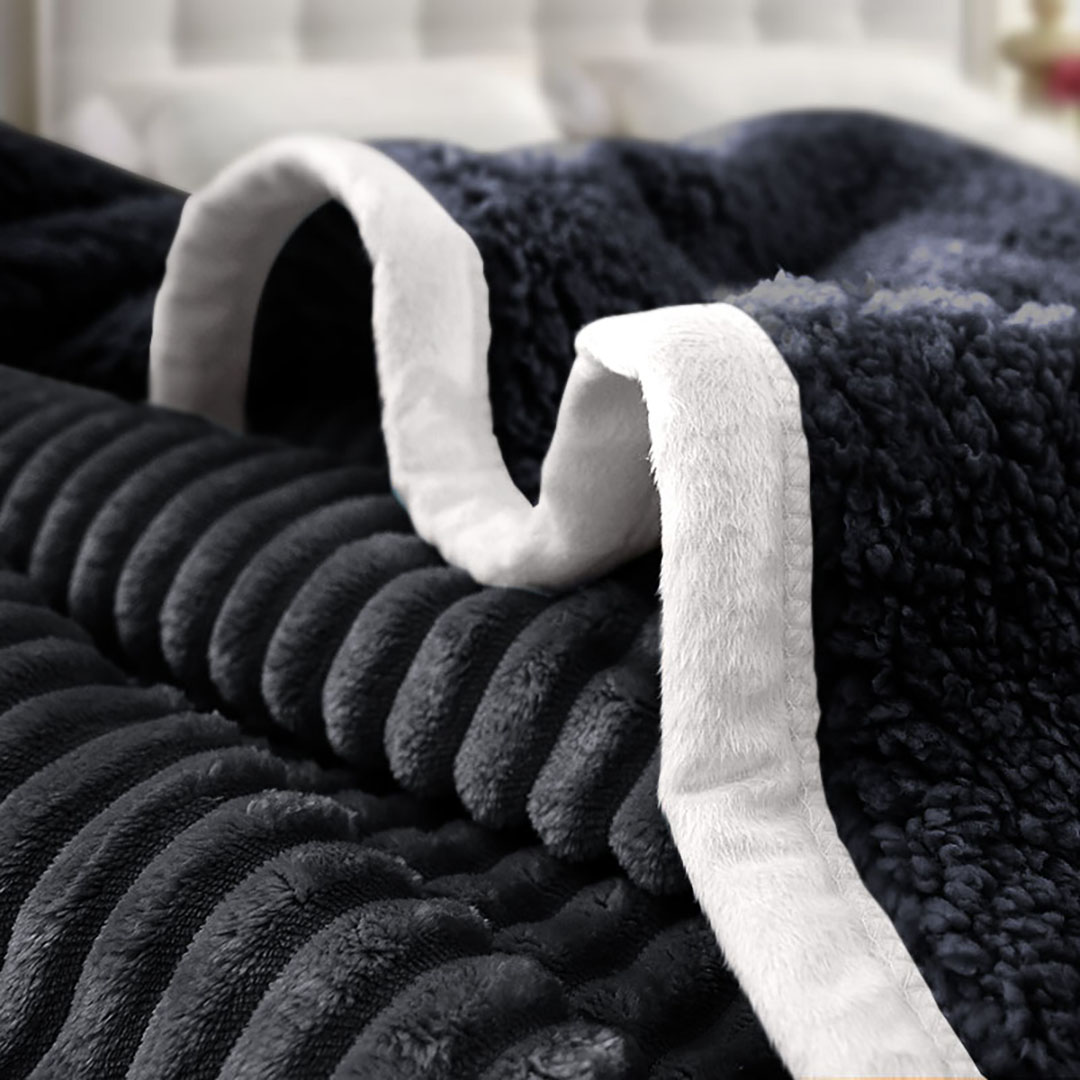 SOGA 2X Black Throw Blanket Warm Cozy Double Sided Thick Flannel Coverlet Fleece Bed Sofa Comforter - Blanket305X2 - Home - 5 - AU DEPOT SOGA Buy SOGA 2X Black Throw Blanket Warm Cozy Double Sided Thick Flannel Coverlet Fleece Bed Sofa Comforter Online - Home - 5 - AU Depot Free Shipping