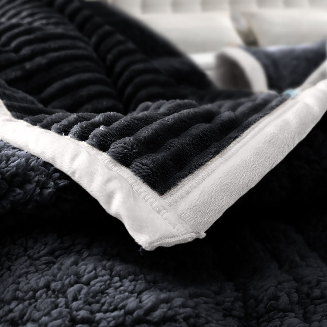 SOGA 2X Black Throw Blanket Warm Cozy Double Sided Thick Flannel Coverlet Fleece Bed Sofa Comforter - Blanket305X2 - Home - 6 - AU DEPOT SOGA Buy SOGA 2X Black Throw Blanket Warm Cozy Double Sided Thick Flannel Coverlet Fleece Bed Sofa Comforter Online - Home - 6 - AU Depot Free Shipping