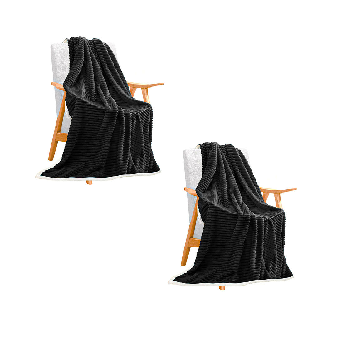 SOGA 2X Black Throw Blanket Warm Cozy Double Sided Thick Flannel Coverlet Fleece Bed Sofa Comforter - Blankets - Blanket305X2 1 SOGA 2X Black Throw Blanket Warm Cozy Double Sided Thick Flannel Coverlet Fleece Bed Sofa Comforter - AU DEPOT Buy SOGA 2X Black Throw Blanket Warm Cozy Double Sided Thick Flannel Coverlet Fleece Bed Sofa Comforter Online - Home - 1 - AU Depot Free Shipping