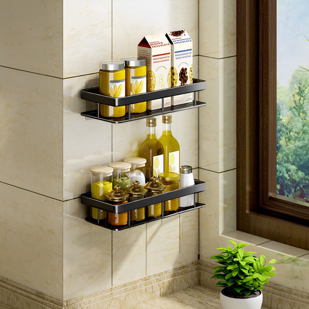 SOGA 2X Black Wall-Mounted Rectangular Bathroom Storage Organiser Space Saving Adhesive Shelf Rack - TAN1004X2 - Home - 3 - AU DEPOT SOGA Buy SOGA 2X Black Wall-Mounted Rectangular Bathroom Storage Organiser Space Saving Adhesive Shelf Rack Online - Home - 3 - AU Depot Free Shipping