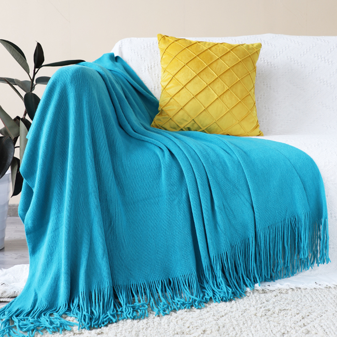 SOGA 2X Blue Acrylic Knitted Throw Blanket Solid Fringed Warm Cozy Woven Cover Couch Bed Sofa Home Decor - Blanket910X2 - Home - 2 - AU DEPOT SOGA Buy SOGA 2X Blue Acrylic Knitted Throw Blanket Solid Fringed Warm Cozy Woven Cover Couch Bed Sofa Home Decor Online - Home - 2 - AU Depot Free Shipping