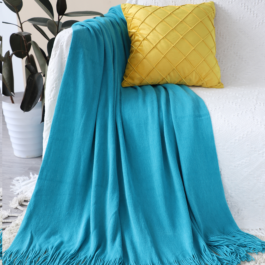 SOGA 2X Blue Acrylic Knitted Throw Blanket Solid Fringed Warm Cozy Woven Cover Couch Bed Sofa Home Decor - Blanket910X2 - Home - 5 - AU DEPOT SOGA Buy SOGA 2X Blue Acrylic Knitted Throw Blanket Solid Fringed Warm Cozy Woven Cover Couch Bed Sofa Home Decor Online - Home - 5 - AU Depot Free Shipping