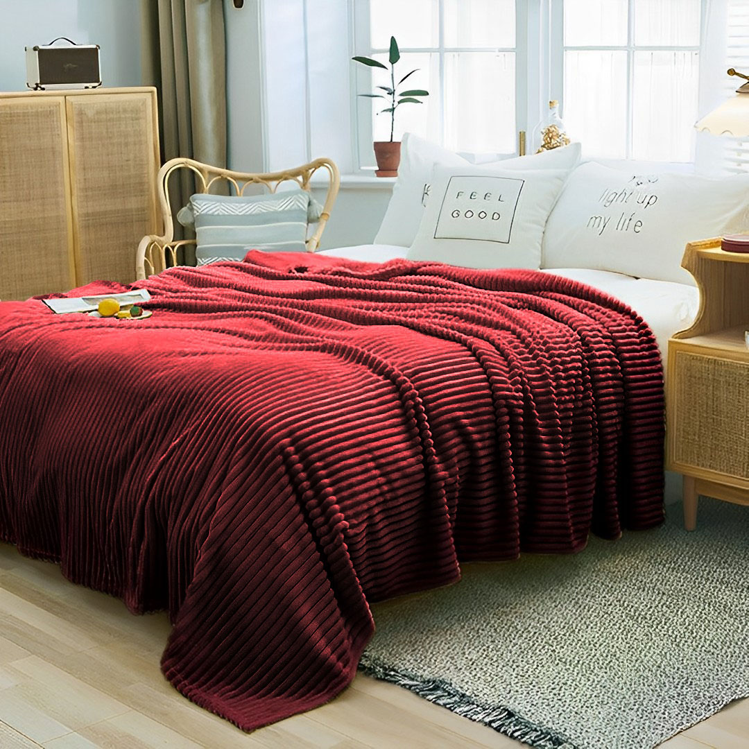 SOGA 2X Burgundy Throw Blanket Warm Cozy Striped Pattern Thin Flannel Coverlet Fleece Bed Sofa Comforter - Blanket318X2 - Home - 2 - AU DEPOT SOGA Buy SOGA 2X Burgundy Throw Blanket Warm Cozy Striped Pattern Thin Flannel Coverlet Fleece Bed Sofa Comforter Online - Home - 2 - AU Depot Free Shipping