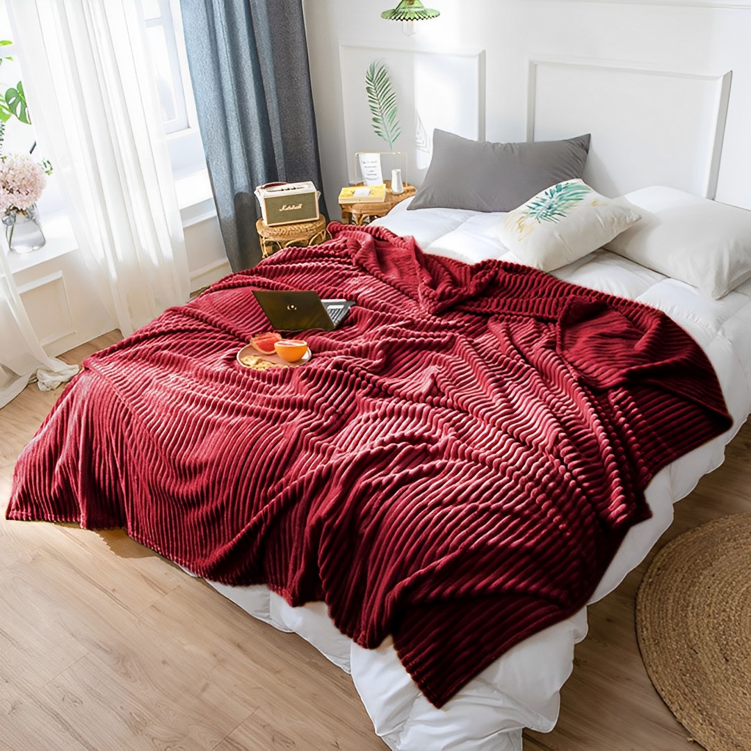 SOGA 2X Burgundy Throw Blanket Warm Cozy Striped Pattern Thin Flannel Coverlet Fleece Bed Sofa Comforter - Blanket318X2 - Home - 4 - AU DEPOT SOGA Buy SOGA 2X Burgundy Throw Blanket Warm Cozy Striped Pattern Thin Flannel Coverlet Fleece Bed Sofa Comforter Online - Home - 4 - AU Depot Free Shipping