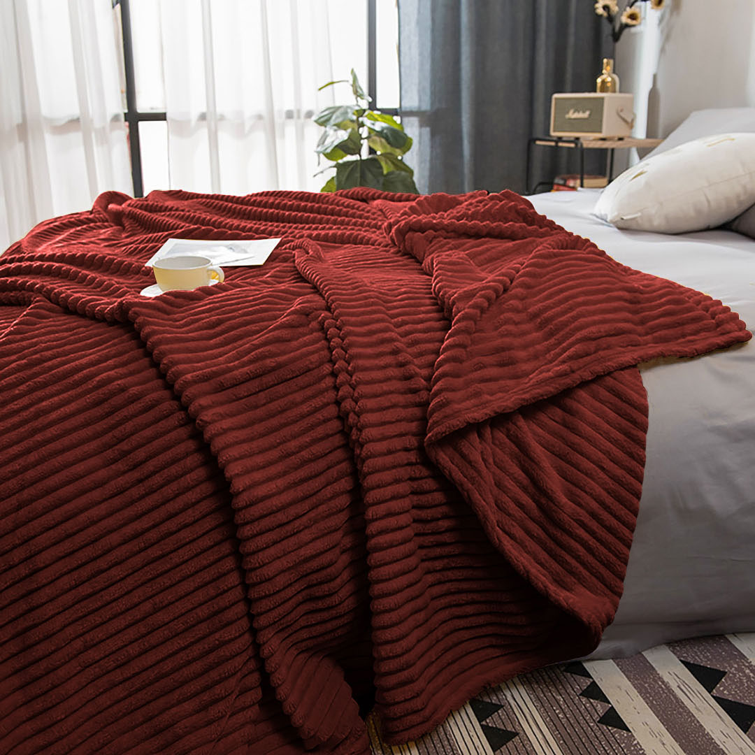 SOGA 2X Burgundy Throw Blanket Warm Cozy Striped Pattern Thin Flannel Coverlet Fleece Bed Sofa Comforter - Blanket318X2 - Home - 5 - AU DEPOT SOGA Buy SOGA 2X Burgundy Throw Blanket Warm Cozy Striped Pattern Thin Flannel Coverlet Fleece Bed Sofa Comforter Online - Home - 5 - AU Depot Free Shipping