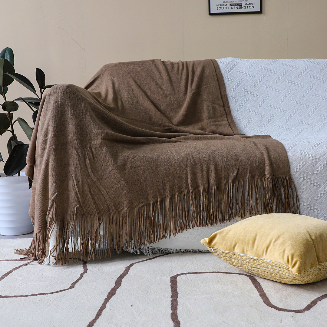 SOGA 2X Coffee Acrylic Knitted Throw Blanket Solid Fringed Warm Cozy Woven Cover Couch Bed Sofa Home Decor - Blanket906X2 - Home - 3 - AU DEPOT SOGA Buy SOGA 2X Coffee Acrylic Knitted Throw Blanket Solid Fringed Warm Cozy Woven Cover Couch Bed Sofa Home Decor Online - Home - 3 - AU Depot Free Shipping