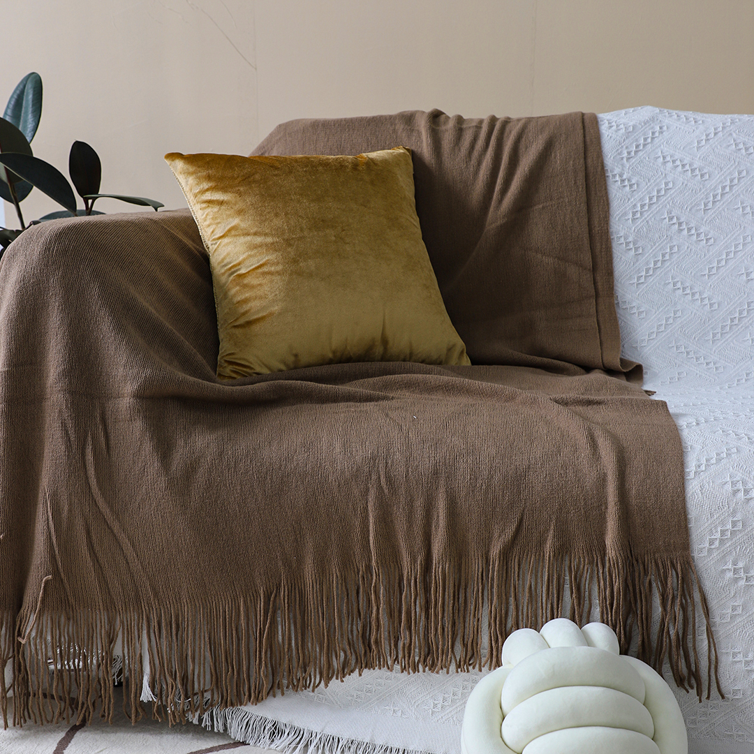 SOGA 2X Coffee Acrylic Knitted Throw Blanket Solid Fringed Warm Cozy Woven Cover Couch Bed Sofa Home Decor - Blanket906X2 - Home - 4 - AU DEPOT SOGA Buy SOGA 2X Coffee Acrylic Knitted Throw Blanket Solid Fringed Warm Cozy Woven Cover Couch Bed Sofa Home Decor Online - Home - 4 - AU Depot Free Shipping