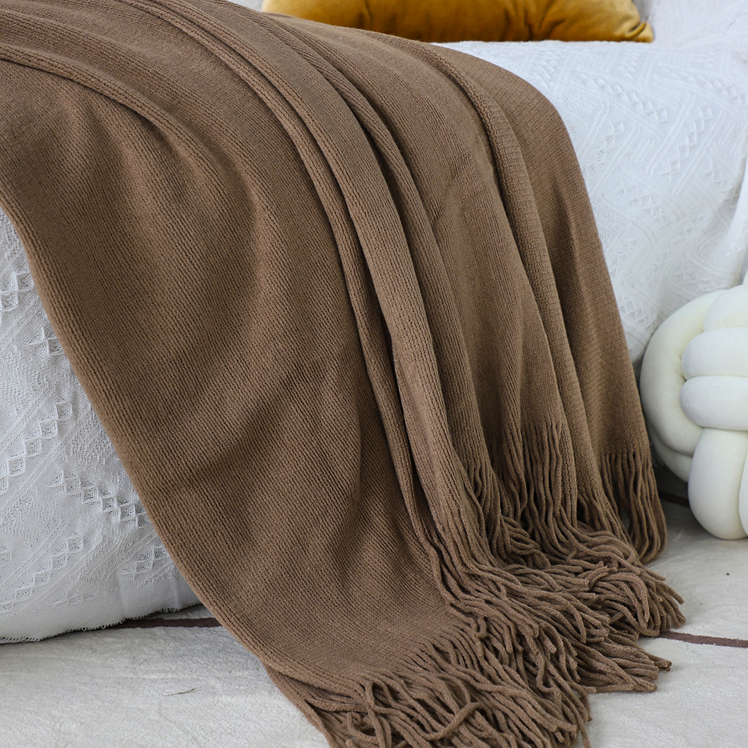 SOGA 2X Coffee Acrylic Knitted Throw Blanket Solid Fringed Warm Cozy Woven Cover Couch Bed Sofa Home Decor - Blanket906X2 - Home - 6 - AU DEPOT SOGA Buy SOGA 2X Coffee Acrylic Knitted Throw Blanket Solid Fringed Warm Cozy Woven Cover Couch Bed Sofa Home Decor Online - Home - 6 - AU Depot Free Shipping