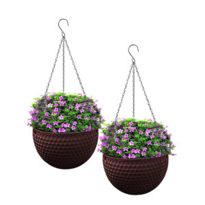 Buy SOGA 2X Coffee Medium Hanging Resin Flower Pot Self Watering Basket Planter Outdoor Garden Decor Online - Home & Living - 1 - AU Depot Free Shipping