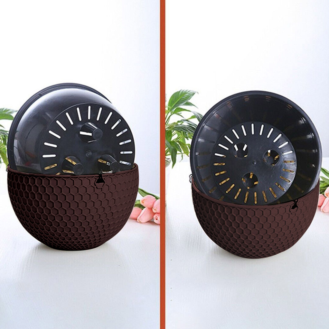 SOGA 2X Coffee Small Hanging Resin Flower Pot Self Watering Basket Planter Outdoor Garden Decor - HangPot11CofX2 - Home & Living - 3 - AU DEPOT SOGA Buy SOGA 2X Coffee Small Hanging Resin Flower Pot Self Watering Basket Planter Outdoor Garden Decor Online - Home & Living - 3 - AU Depot Free Shipping