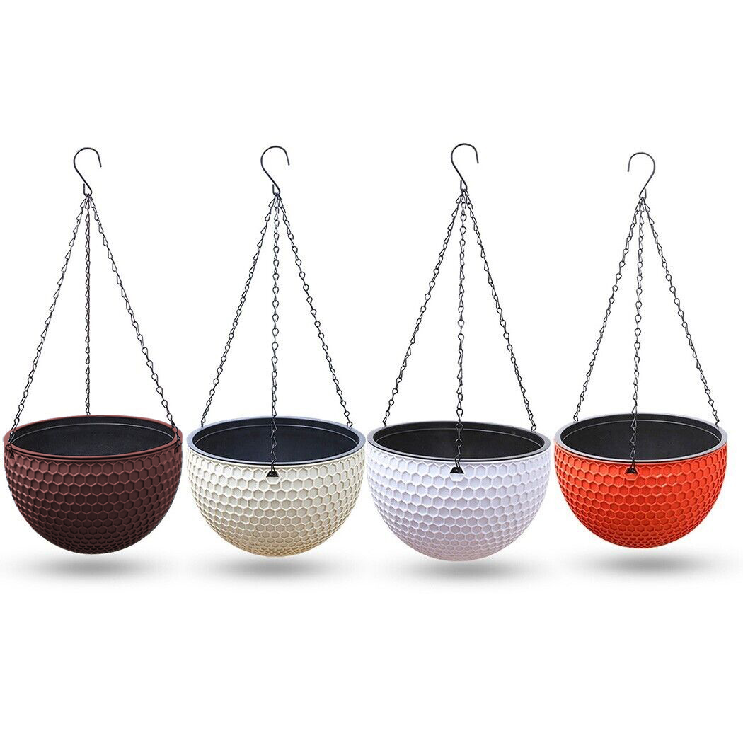 SOGA 2X Coffee Small Hanging Resin Flower Pot Self Watering Basket Planter Outdoor Garden Decor - HangPot11CofX2 - Home & Living - 4 - AU DEPOT SOGA Buy SOGA 2X Coffee Small Hanging Resin Flower Pot Self Watering Basket Planter Outdoor Garden Decor Online - Home & Living - 4 - AU Depot Free Shipping