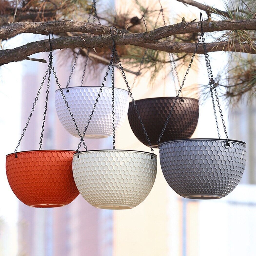 SOGA 2X Coffee Small Hanging Resin Flower Pot Self Watering Basket Planter Outdoor Garden Decor - HangPot11CofX2 - Home & Living - 7 - AU DEPOT SOGA Buy SOGA 2X Coffee Small Hanging Resin Flower Pot Self Watering Basket Planter Outdoor Garden Decor Online - Home & Living - 7 - AU Depot Free Shipping