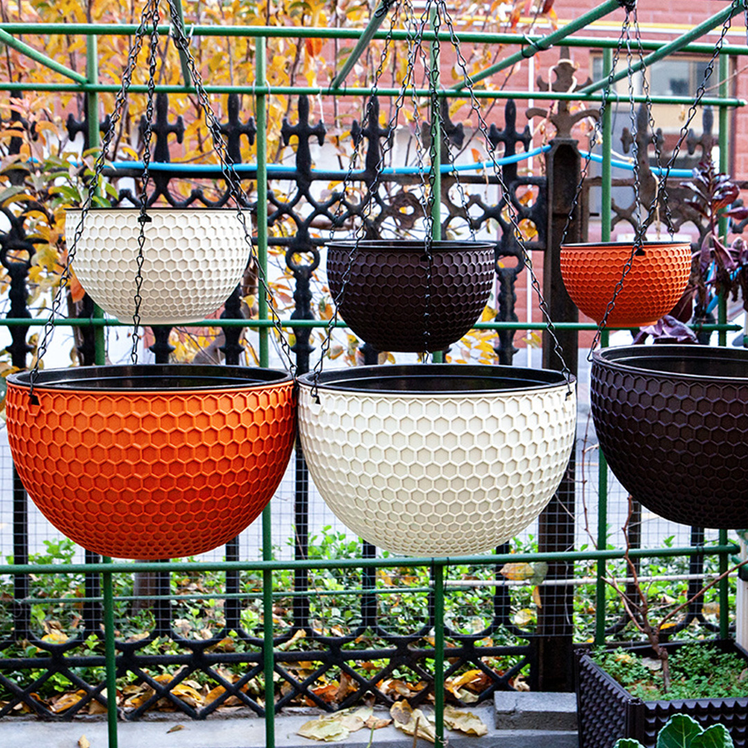 SOGA 2X Coffee Small Hanging Resin Flower Pot Self Watering Basket Planter Outdoor Garden Decor - HangPot11CofX2 - Home & Living - 8 - AU DEPOT SOGA Buy SOGA 2X Coffee Small Hanging Resin Flower Pot Self Watering Basket Planter Outdoor Garden Decor Online - Home & Living - 8 - AU Depot Free Shipping
