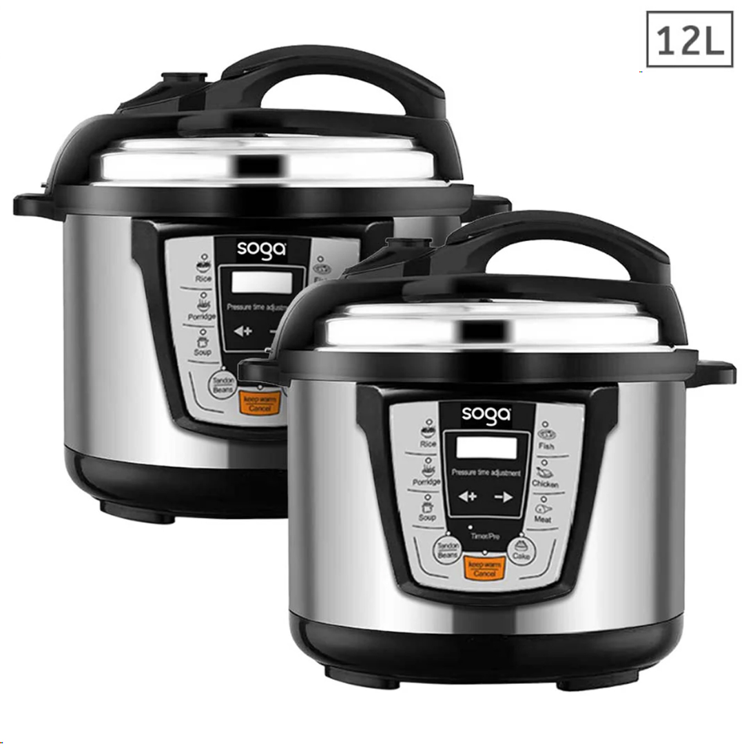 SOGA 2X Electric Stainless Steel Pressure Cooker 12L 1600W Multicooker 16 - Benchtop Cooking - 16ElectricPressureCooker12LX2 1 SOGA 2X Electric Stainless Steel Pressure Cooker 12L 1600W Multicooker 16 - AU DEPOT Buy SOGA 2X Electric Stainless Steel Pressure Cooker 12L 1600W Multicooker 16 Online - Electronics & Appliances - 1 - AU Depot Free Shipping