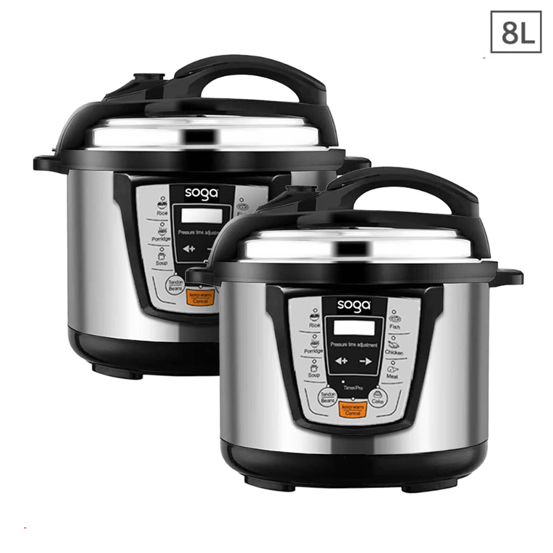 SOGA 2X Electric Stainless Steel Pressure Cooker 8L 1600W Multicooker 16 - benchtop cooking - 16ElectricPressureCooker8LX2 1 SOGA 2X Electric Stainless Steel Pressure Cooker 8L 1600W Multicooker 16 - AU DEPOT Buy SOGA 2X Electric Stainless Steel Pressure Cooker 8L 1600W Multicooker 16 Online - electronics & appliances - 1 - AU Depot Free Shipping