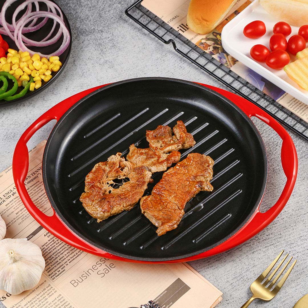 SOGA 2X Enamel Porcelain 26cm Cast Iron Frying Pan Skillet Non-stick Coating Steak Sizzle Platter - SizzlePlatterPan26cmX2 - Home & Living - 8 - AU DEPOT SOGA Buy SOGA 2X Enamel Porcelain 26cm Cast Iron Frying Pan Skillet Non-stick Coating Steak Sizzle Platter Online - Home & Living - 8 - AU Depot Free Shipping