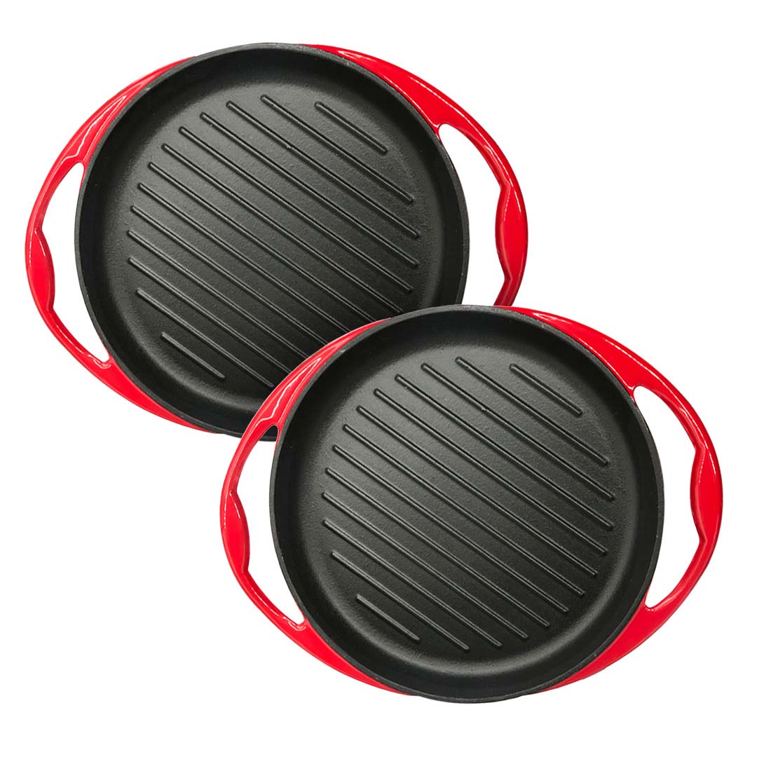SOGA 2X Enamel Porcelain 26cm Cast Iron Frying Pan Skillet Non-stick Coating Steak Sizzle Platter - Griddles & Grill Pans - SizzlePlatterPan26cmX2 1 SOGA 2X Enamel Porcelain 26cm Cast Iron Frying Pan Skillet Non-stick Coating Steak Sizzle Platter - AU DEPOT Buy SOGA 2X Enamel Porcelain 26cm Cast Iron Frying Pan Skillet Non-stick Coating Steak Sizzle Platter Online - Home & Living - 1 - AU Depot Free Shipping