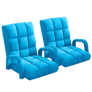 Buy SOGA 2X Foldable Lounge Cushion Adjustable Floor Lazy Recliner Chair with Armrest Blue Online - Furniture - 1 - AU Depot Free Shipping