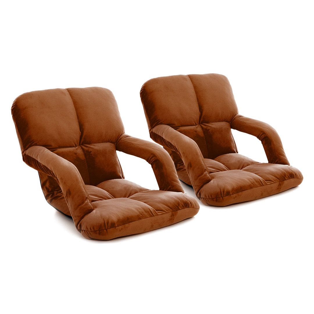 SOGA 2X Foldable Lounge Cushion Adjustable Floor Lazy Recliner Chair with Armrest Coffee - - LoungeKidCoffeeX2 1 SOGA 2X Foldable Lounge Cushion Adjustable Floor Lazy Recliner Chair with Armrest Coffee - AU DEPOT Buy SOGA 2X Foldable Lounge Cushion Adjustable Floor Lazy Recliner Chair with Armrest Coffee Online - Furniture - 1 - AU Depot Free Shipping