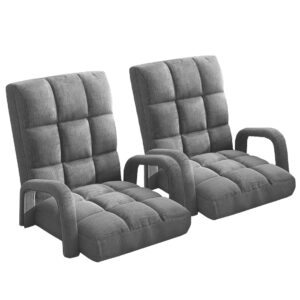 Buy SOGA 2X Foldable Lounge Cushion Adjustable Floor Lazy Recliner Chair with Armrest Grey Online - Furniture - 1 - AU Depot Free Shipping