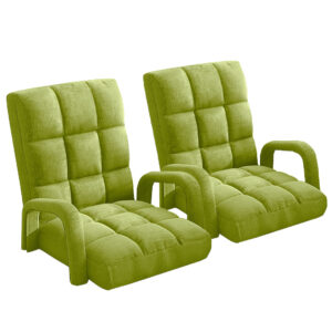 Buy SOGA 2X Foldable Lounge Cushion Adjustable Floor Lazy Recliner Chair with Armrest Yellow Green Online - Furniture - 1 - AU Depot Free Shipping
