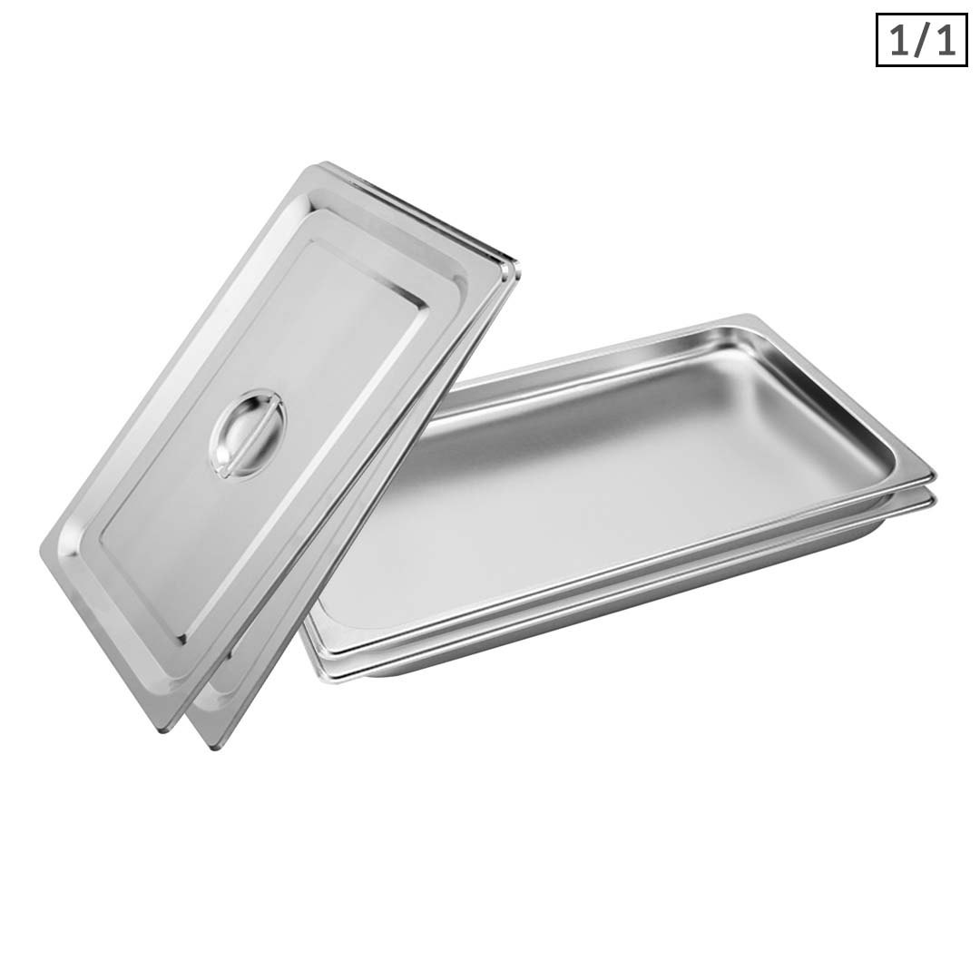 SOGA 2X Gastronorm GN Pan Full Size 1/1 GN Pan 2cm Deep Stainless Steel Tray With Lid - Baking Trays - GP5401wLidX2 1 SOGA 2X Gastronorm GN Pan Full Size 1/1 GN Pan 2cm Deep Stainless Steel Tray With Lid - AU DEPOT Buy SOGA 2X Gastronorm GN Pan Full Size 1/1 GN Pan 2cm Deep Stainless Steel Tray With Lid Online - Home & Living - 1 - AU Depot Free Shipping