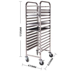 Buy SOGA 2X Gastronorm Trolley 16 Tier Stainless Steel Cake Bakery Trolley Suits 60*40cm Tray Online - Business & Industrial - 2 - AU Depot Free Shipping