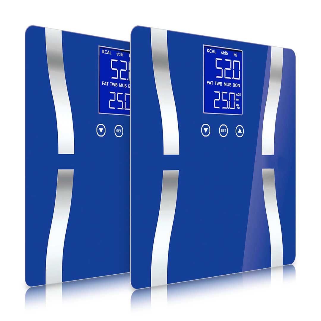 SOGA 2X Glass LCD Digital Body Fat Scale Bathroom Electronic Gym Water Weighing Scales Blue - - BodyFatScaleBlueX2 1 SOGA 2X Glass LCD Digital Body Fat Scale Bathroom Electronic Gym Water Weighing Scales Blue - AU DEPOT Buy SOGA 2X Glass LCD Digital Body Fat Scale Bathroom Electronic Gym Water Weighing Scales Blue Online - home & living > bathroom > bathroom accessories > bathroom scales - 1 - AU Depot Free Shipping