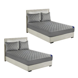 Buy SOGA 2X Grey 153cm Wide Cross-Hatch Mattress Cover Thick Quilted Stretchable Bed Spread Sheet Protector with Pillow Covers Online - Home & Living - 1 - AU Depot Free Shipping
