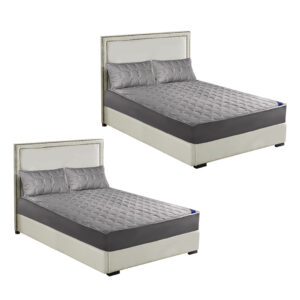Buy SOGA 2X  Grey 183cm Wide Mattress Cover Thick Quilted Stretchable Bed Spread Sheet Protector with Pillow Covers Online - Home & Living - 1 - AU Depot Free Shipping