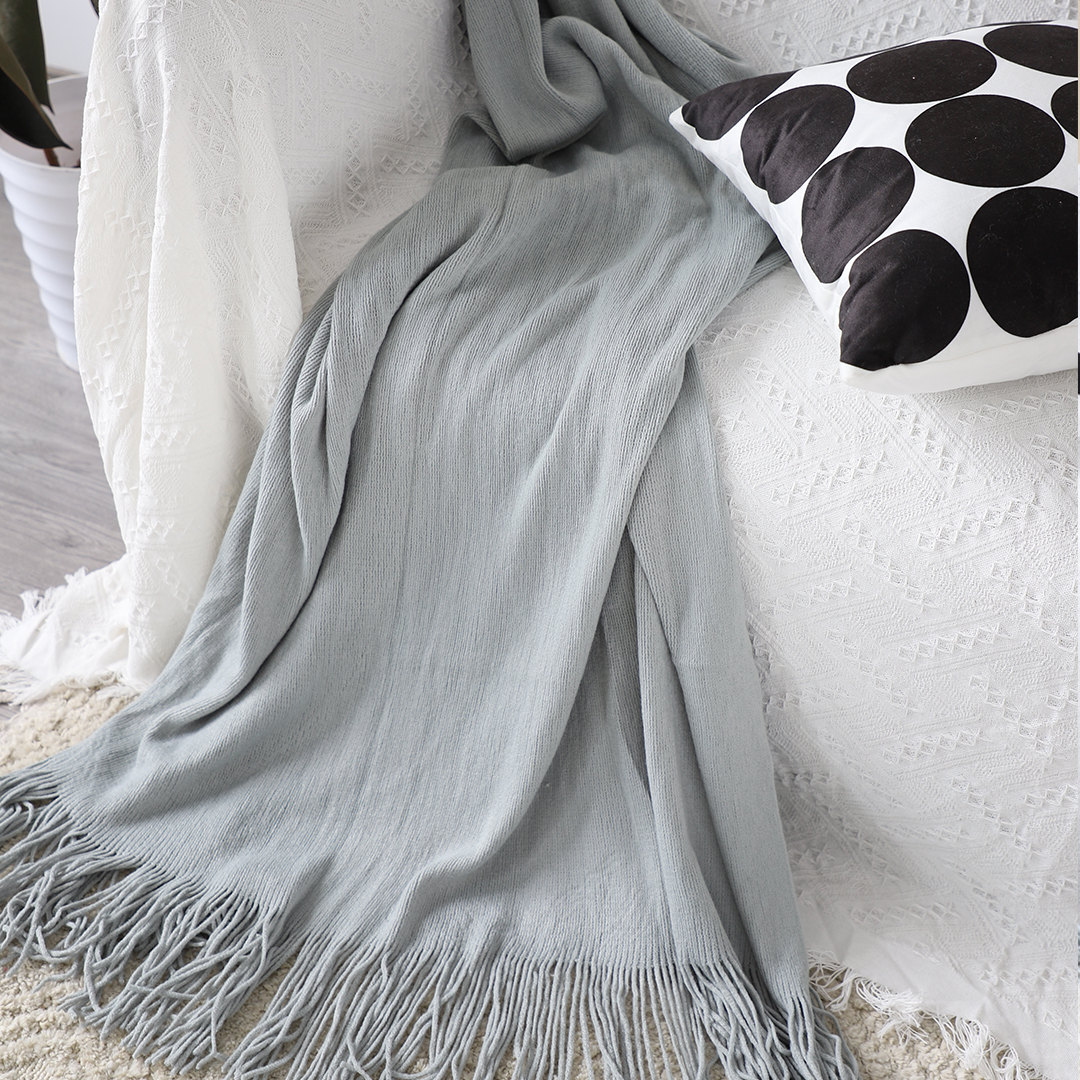 SOGA 2X Grey Acrylic Knitted Throw Blanket Solid Fringed Warm Cozy Woven Cover Couch Bed Sofa Home Decor - Blanket907X2 - Home - 3 - AU DEPOT SOGA Buy SOGA 2X Grey Acrylic Knitted Throw Blanket Solid Fringed Warm Cozy Woven Cover Couch Bed Sofa Home Decor Online - Home - 3 - AU Depot Free Shipping