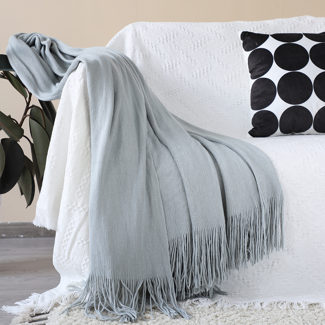 SOGA 2X Grey Acrylic Knitted Throw Blanket Solid Fringed Warm Cozy Woven Cover Couch Bed Sofa Home Decor - Blanket907X2 - Home - 5 - AU DEPOT SOGA Buy SOGA 2X Grey Acrylic Knitted Throw Blanket Solid Fringed Warm Cozy Woven Cover Couch Bed Sofa Home Decor Online - Home - 5 - AU Depot Free Shipping