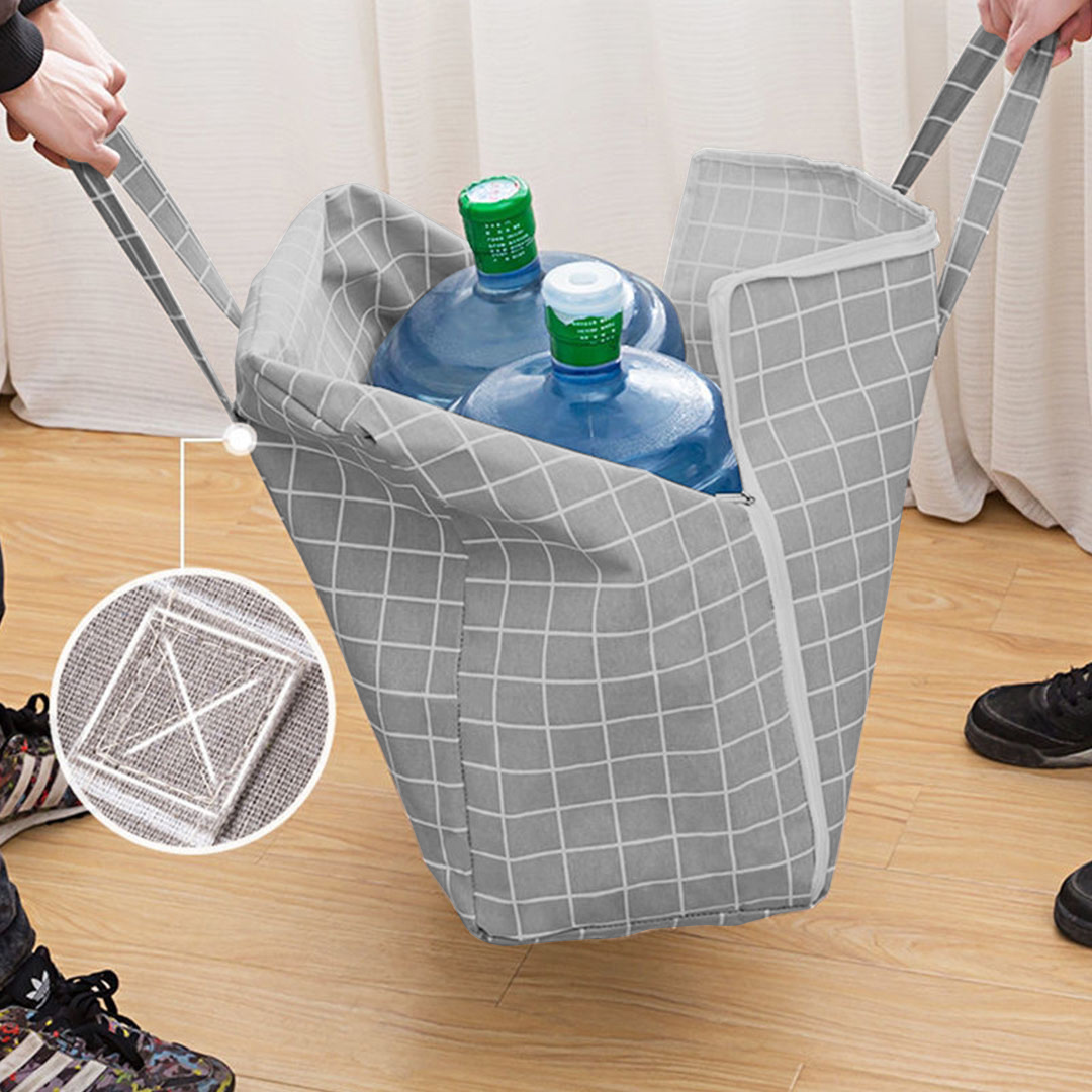 SOGA 2X Grey Plaid Medium Storage Luggage Bag Double Zipper Foldable Travel Organiser Essentials - SBox201X2 - Furniture - 3 - AU DEPOT SOGA Buy SOGA 2X Grey Plaid Medium Storage Luggage Bag Double Zipper Foldable Travel Organiser Essentials Online - Furniture - 3 - AU Depot Free Shipping