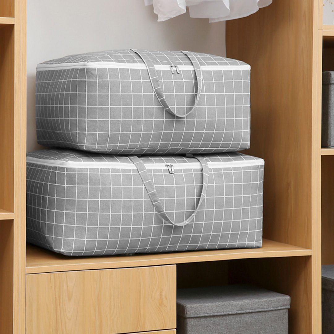 SOGA 2X Grey Plaid Medium Storage Luggage Bag Double Zipper Foldable Travel Organiser Essentials - SBox201X2 - Furniture - 8 - AU DEPOT SOGA Buy SOGA 2X Grey Plaid Medium Storage Luggage Bag Double Zipper Foldable Travel Organiser Essentials Online - Furniture - 8 - AU Depot Free Shipping