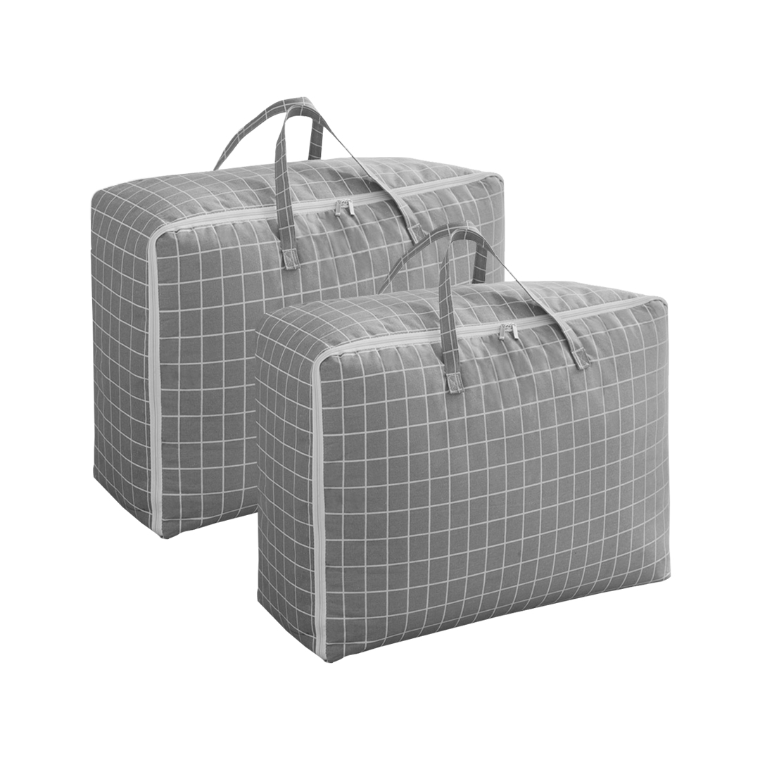 SOGA 2X Grey Plaid Medium Storage Luggage Bag Double Zipper Foldable Travel Organiser Essentials - - SBox201X2 1 SOGA 2X Grey Plaid Medium Storage Luggage Bag Double Zipper Foldable Travel Organiser Essentials - AU DEPOT Buy SOGA 2X Grey Plaid Medium Storage Luggage Bag Double Zipper Foldable Travel Organiser Essentials Online - Furniture - 1 - AU Depot Free Shipping