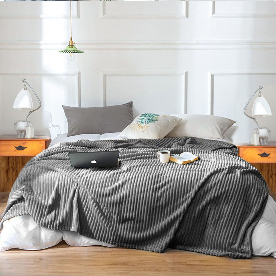 SOGA 2X GreyThrow Blanket Warm Cozy Striped Pattern Thin Flannel Coverlet Fleece Bed Sofa Comforter - Blanket319X2 - Home - 3 - AU DEPOT SOGA Buy SOGA 2X GreyThrow Blanket Warm Cozy Striped Pattern Thin Flannel Coverlet Fleece Bed Sofa Comforter Online - Home - 3 - AU Depot Free Shipping