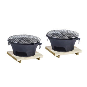 Buy SOGA 2X Large Cast Iron Round Stove Charcoal Table Net Grill Japanese Style BBQ Picnic Camping with Wooden Board Online - home & living > outdoor living > barbecues > barbecues > freestanding - 1 - AU Depot Free Shipping