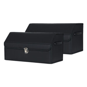 Buy SOGA 2X Leather Car Boot Collapsible Foldable Trunk Cargo Organizer Portable Storage Box With Lock Black Medium Online - Garden, Tools & Hardware - 1 - AU Depot Free Shipping