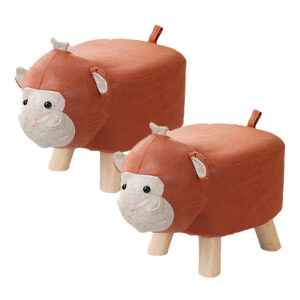 SOGA 2X Orange Children Bench Monkey Character Round Ottoman Stool Soft Small Comfy Seat Home Decor AniStool24X2 AU Depot Free Shipping SOGA 2X Orange Children Bench Monkey Character Round Ottoman Stool Soft Small Comfy Seat Home Decor - AU DEPOT