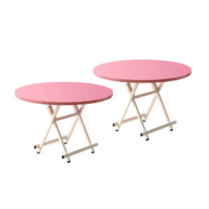 SOGA 2X Pink Dining Table Portable Round Surface Space Saving Folding Desk Home Decor TableRD726X2 AU Depot Free Shipping SOGA 2X Pink Dining Table Portable Round Surface Space Saving Folding Desk Home Decor - AU DEPOT