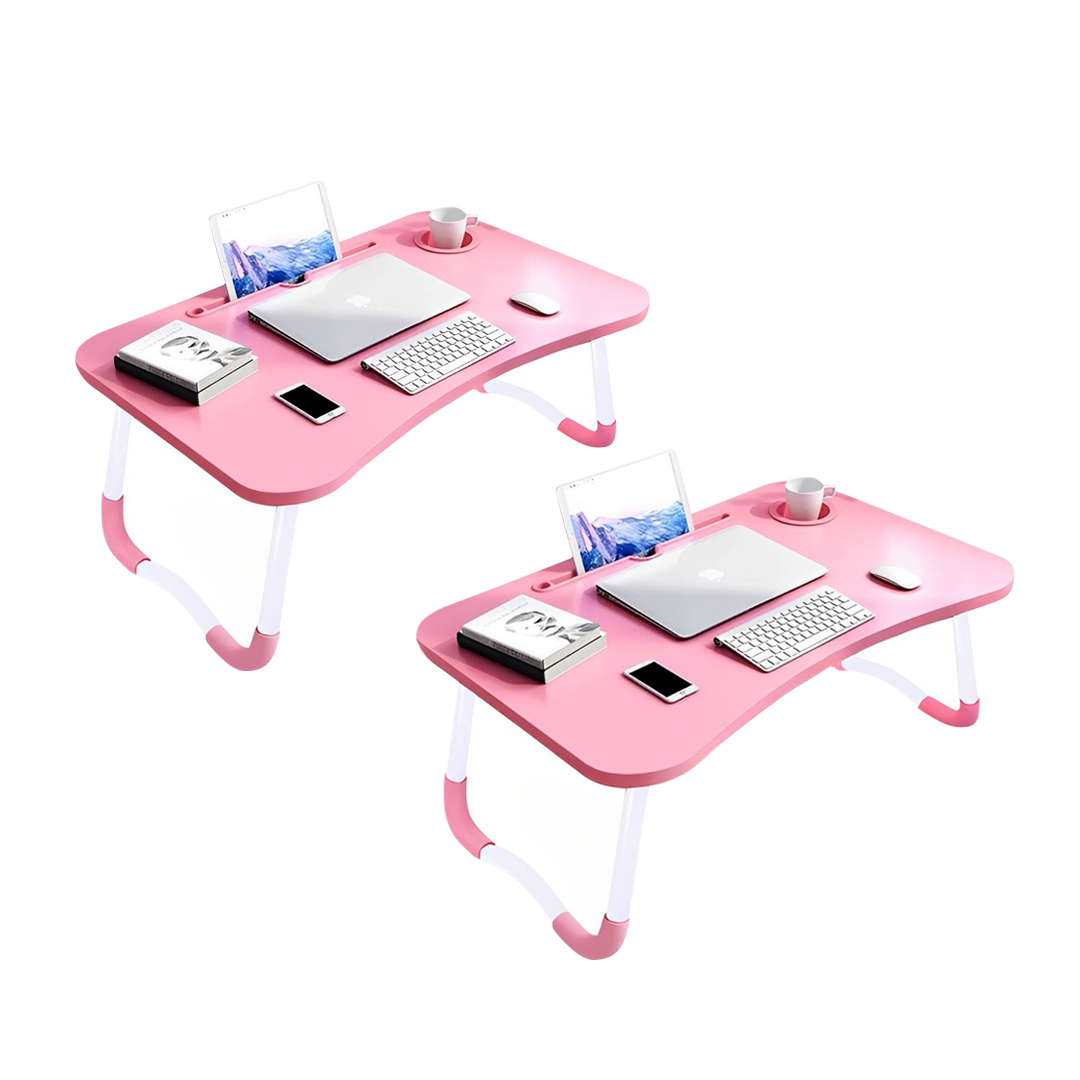 SOGA 2X Pink Portable Bed Table Adjustable Folding Mini Desk Notebook Stand Card Slot Holder with Cup-Holder Home Decor - - BedTableH302X2 1 SOGA 2X Pink Portable Bed Table Adjustable Folding Mini Desk Notebook Stand Card Slot Holder with Cup-Holder Home Decor - AU DEPOT Buy SOGA 2X Pink Portable Bed Table Adjustable Folding Mini Desk Notebook Stand Card Slot Holder with Cup-Holder Home Decor Online - Desks & Computer Tables - 1 - AU Depot Free Shipping