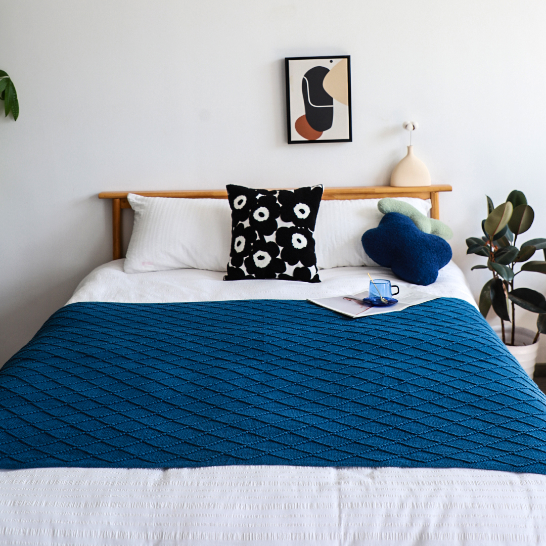 SOGA 2X Royal Blue Diamond Pattern Knitted Throw Blanket Warm Cozy Woven Cover Couch Bed Sofa Home Decor with Tassels - Blanket902X2 - Home - 4 - AU DEPOT SOGA Buy SOGA 2X Royal Blue Diamond Pattern Knitted Throw Blanket Warm Cozy Woven Cover Couch Bed Sofa Home Decor with Tassels Online - Home - 4 - AU Depot Free Shipping