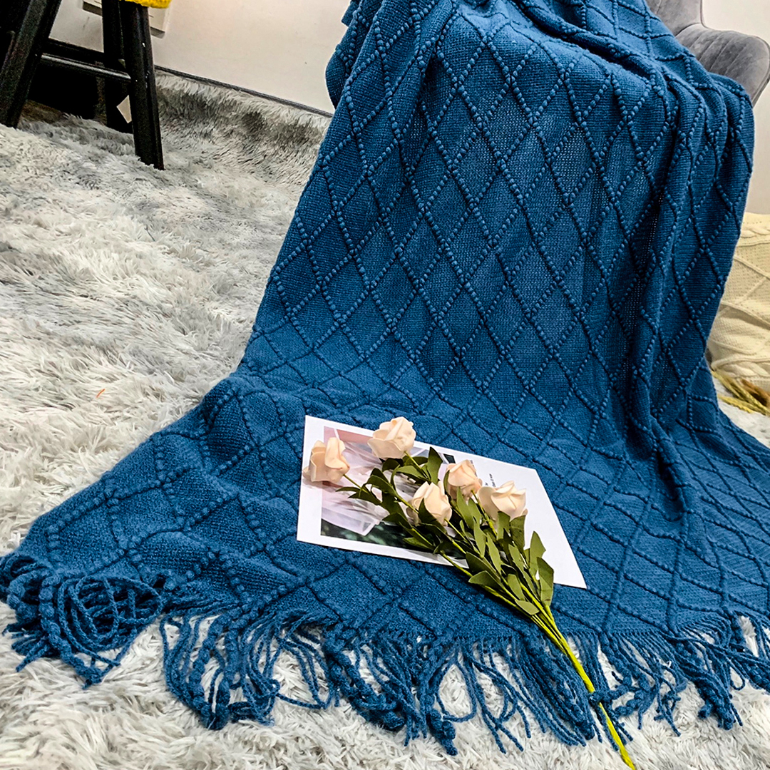 SOGA 2X Royal Blue Diamond Pattern Knitted Throw Blanket Warm Cozy Woven Cover Couch Bed Sofa Home Decor with Tassels - Blanket902X2 - Home - 9 - AU DEPOT SOGA Buy SOGA 2X Royal Blue Diamond Pattern Knitted Throw Blanket Warm Cozy Woven Cover Couch Bed Sofa Home Decor with Tassels Online - Home - 9 - AU Depot Free Shipping