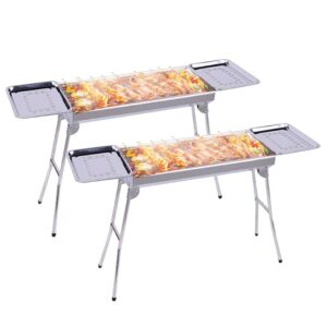 Buy SOGA 2X Skewers Grill with Side Tray Portable Stainless Steel Charcoal BBQ Outdoor 6-8 Persons Online - home & living > outdoor living > barbecues > barbecues > freestanding - 1 - AU Depot Free Shipping