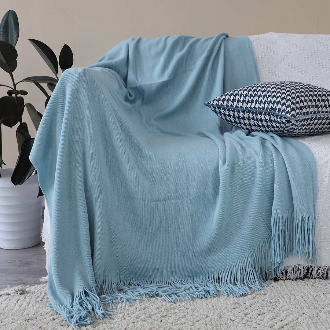 SOGA 2X Sky Blue Acrylic Knitted Throw Blanket Solid Fringed Warm Cozy Woven Cover Couch Bed Sofa Home Decor - Blanket914X2 - Home - 3 - AU DEPOT SOGA Buy SOGA 2X Sky Blue Acrylic Knitted Throw Blanket Solid Fringed Warm Cozy Woven Cover Couch Bed Sofa Home Decor Online - Home - 3 - AU Depot Free Shipping