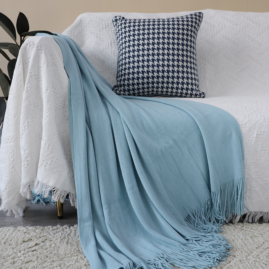 SOGA 2X Sky Blue Acrylic Knitted Throw Blanket Solid Fringed Warm Cozy Woven Cover Couch Bed Sofa Home Decor - Blanket914X2 - Home - 4 - AU DEPOT SOGA Buy SOGA 2X Sky Blue Acrylic Knitted Throw Blanket Solid Fringed Warm Cozy Woven Cover Couch Bed Sofa Home Decor Online - Home - 4 - AU Depot Free Shipping