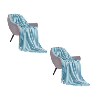 Buy SOGA 2X Sky Blue Acrylic Knitted Throw Blanket Solid Fringed Warm Cozy Woven Cover Couch Bed Sofa Home Decor Online - Home - 1 - AU Depot Free Shipping